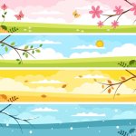 llustratie van de vier seizoenen (lente, zomer, herfst, winter) ter ondersteuning van seizoensgebonden vochtproblemen.