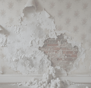 Zoutuitbloeiing op muren