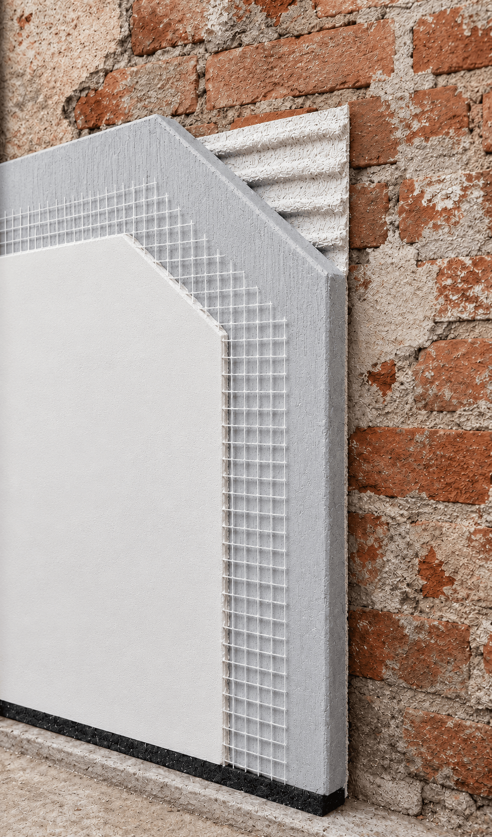 Voorbeeld van een gladdere Spachtelmasse-afwerking op Clima Redboard® pro, met zichtbare laagopbouw